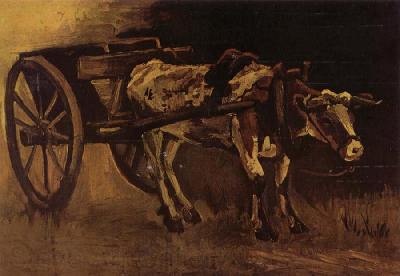 Vincent Van Gogh Cart With red and White Ox (nn04)